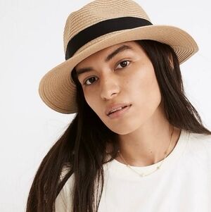 Madewell Tan Fedora with Black Band.